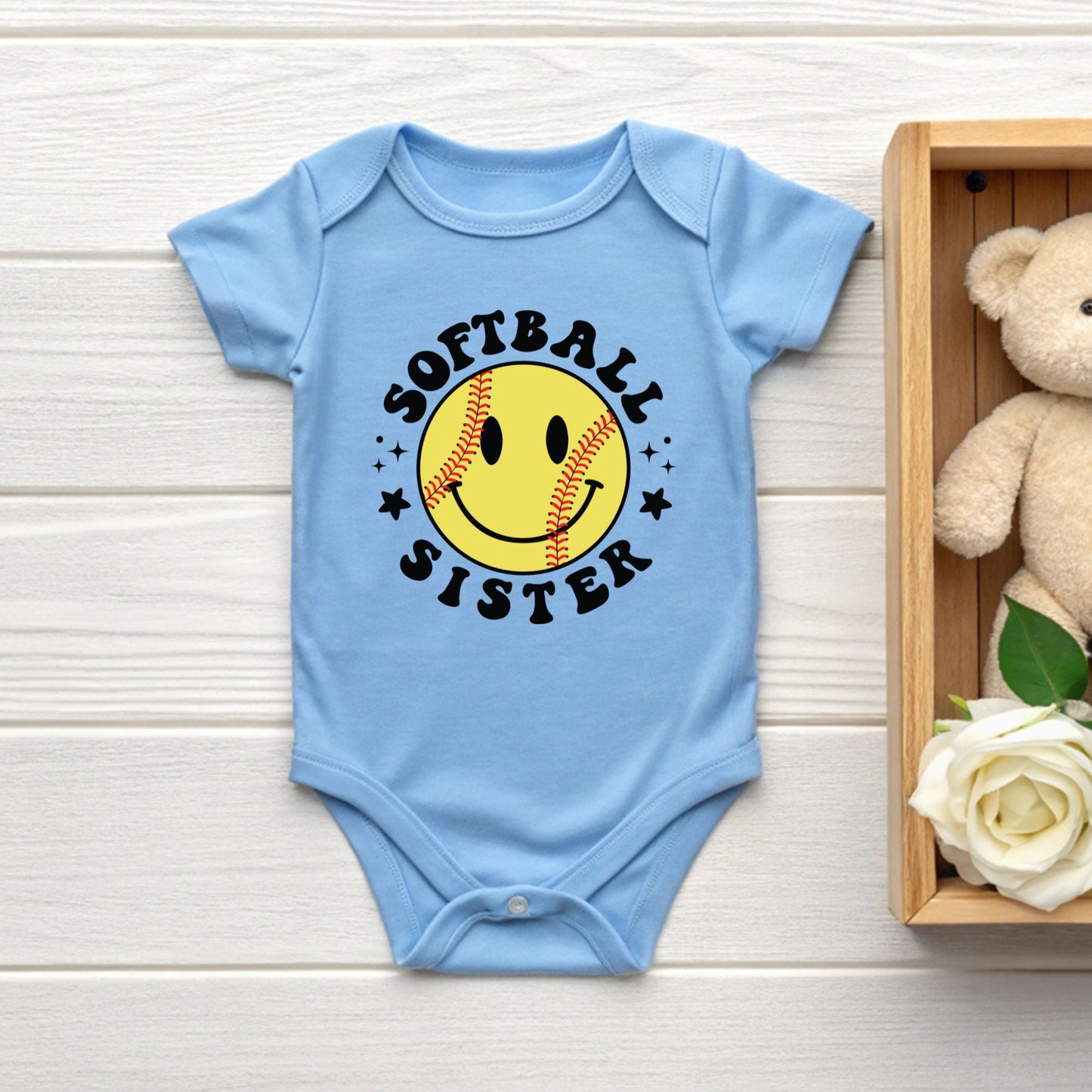 Softball Sister Youth Shirt Smiley Face Softball Sweatshirt