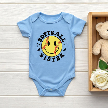 Softball Sister Youth Shirt Smiley Face Softball Sweatshirt