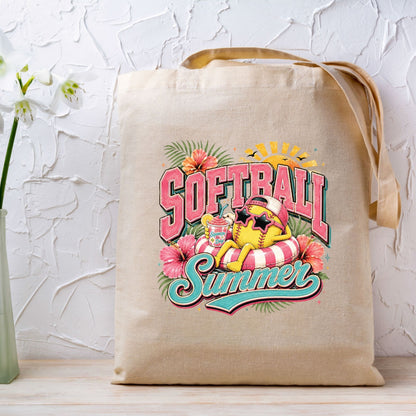 Softball Summer Retro Softball Character DTF Transfer Ready to Press Summer Vacation UV DTF Sticker Pool Float & Hibiscus Heat Transfer for Shirts