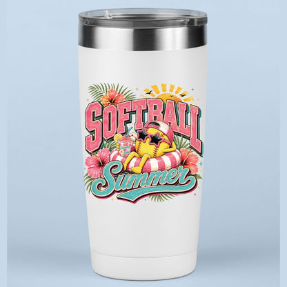 Softball Summer Retro Softball Character DTF Transfer Ready to Press Summer Vacation UV DTF Sticker Pool Float & Hibiscus Heat Transfer for Shirts