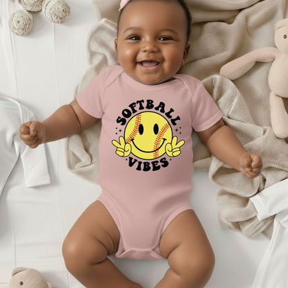 Softball Vibes Children Shirt Smiley Face Peace Sign Sweatshirt