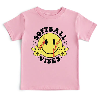 Softball Vibes Children Shirt Smiley Face Peace Sign Sweatshirt