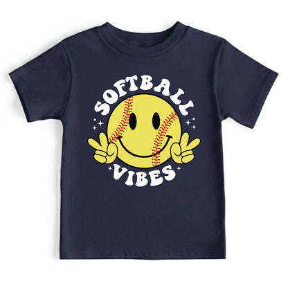 Softball Vibes Children Shirt Smiley Face Peace Sign Sweatshirt