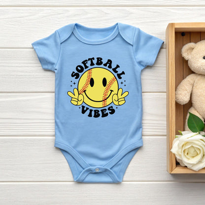 Softball Vibes Children Shirt Smiley Face Peace Sign Sweatshirt