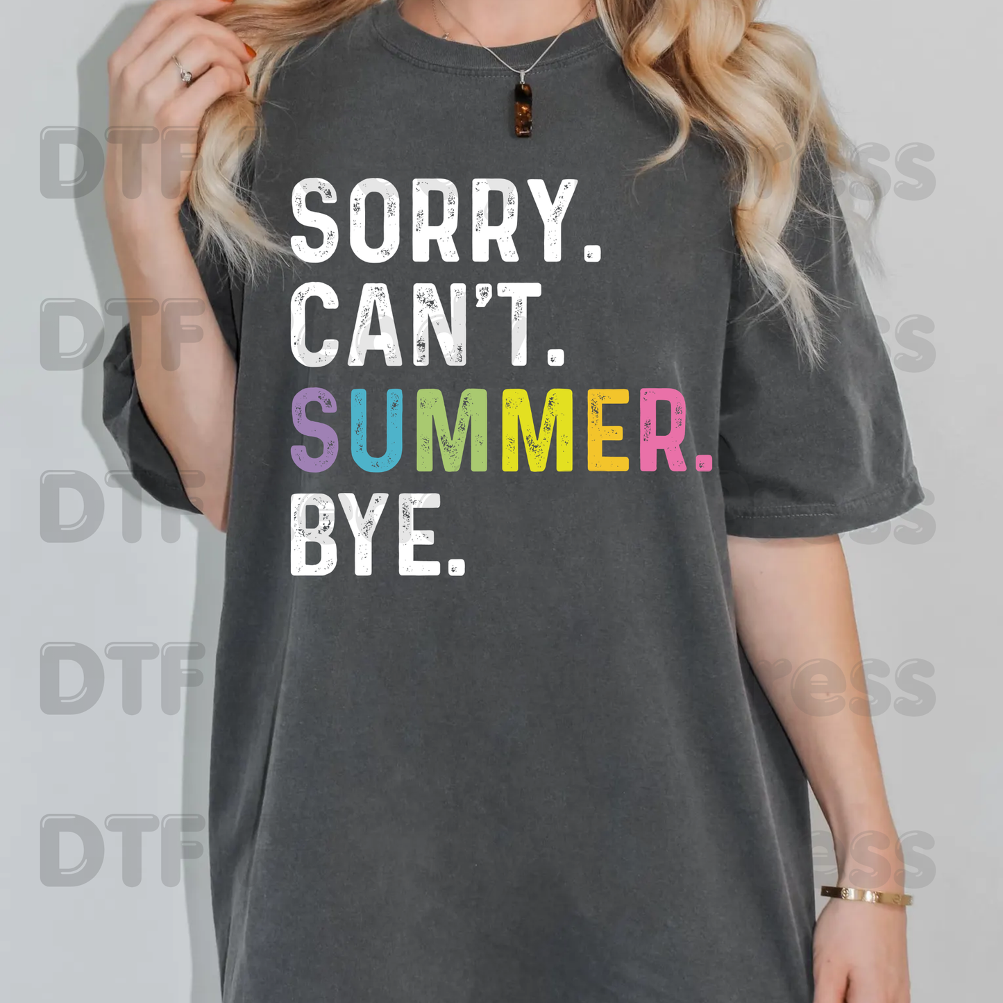 Sorry Can’t Summer Bye DTF Transfer Ready to Press Typography Summer Vacation Heat Transfer for Shirts Coastal UV Sticker Prints