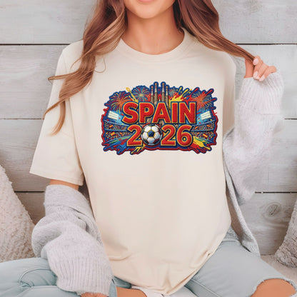 Spain World Cup 2026 DTF Transfer Ready to Press Soccer Stadium Fireworks Heat Transfer For Shirts Football Supporter UV Sticker Prints