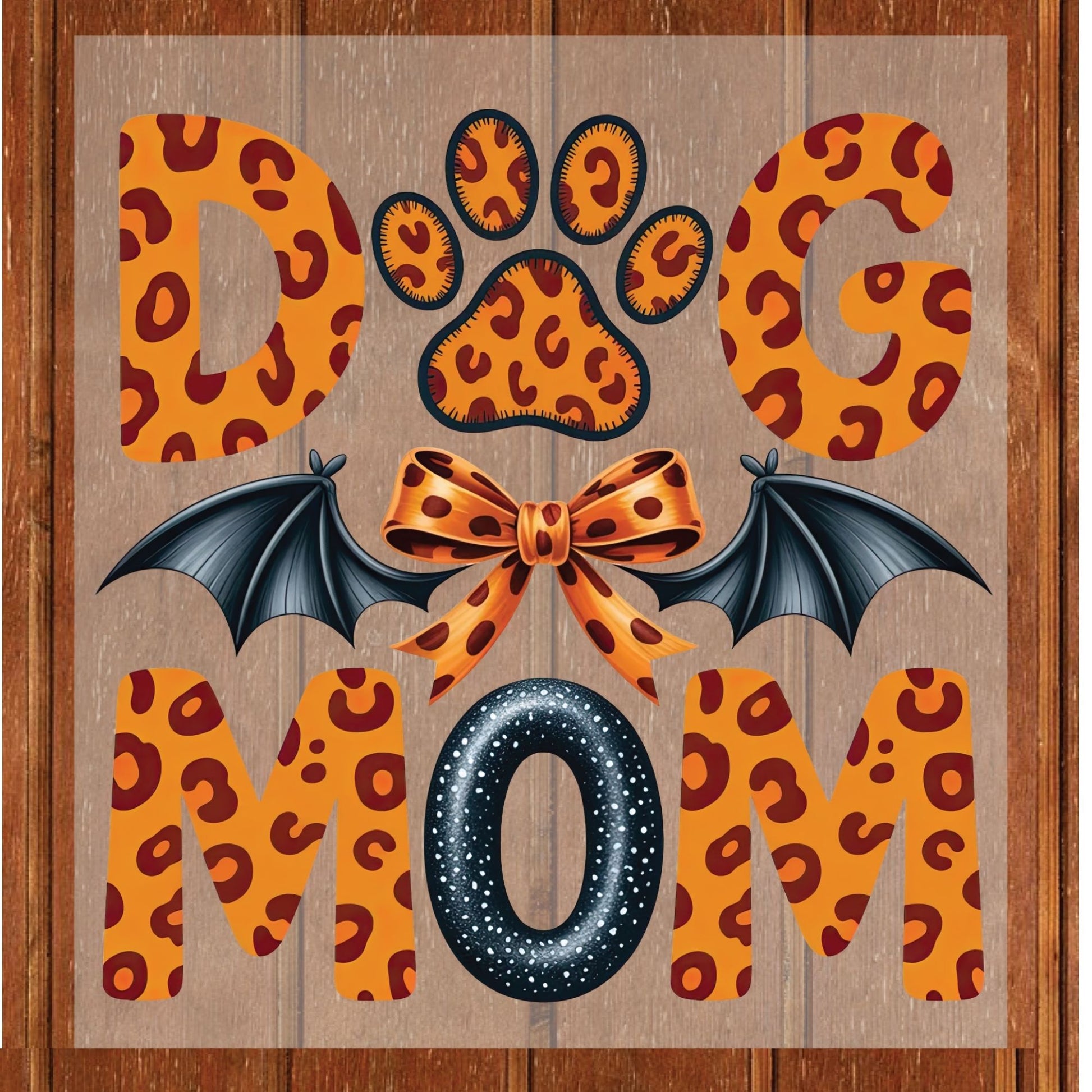 Spooky Dog Mom Leopard Bat DTF Transfer ready to Press Mother's Day Animal Heat Transfer for Shirts Pet Lover UV Sticker Prints