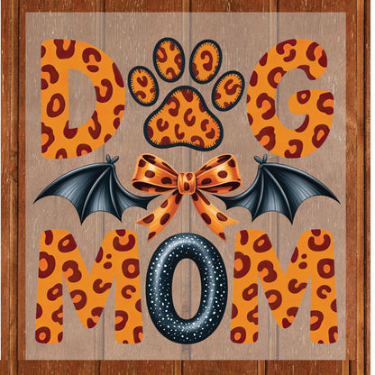 Spooky Dog Mom Leopard Bat DTF Transfer ready to Press Mother's Day Animal Heat Transfer for Shirts Pet Lover UV Sticker Prints