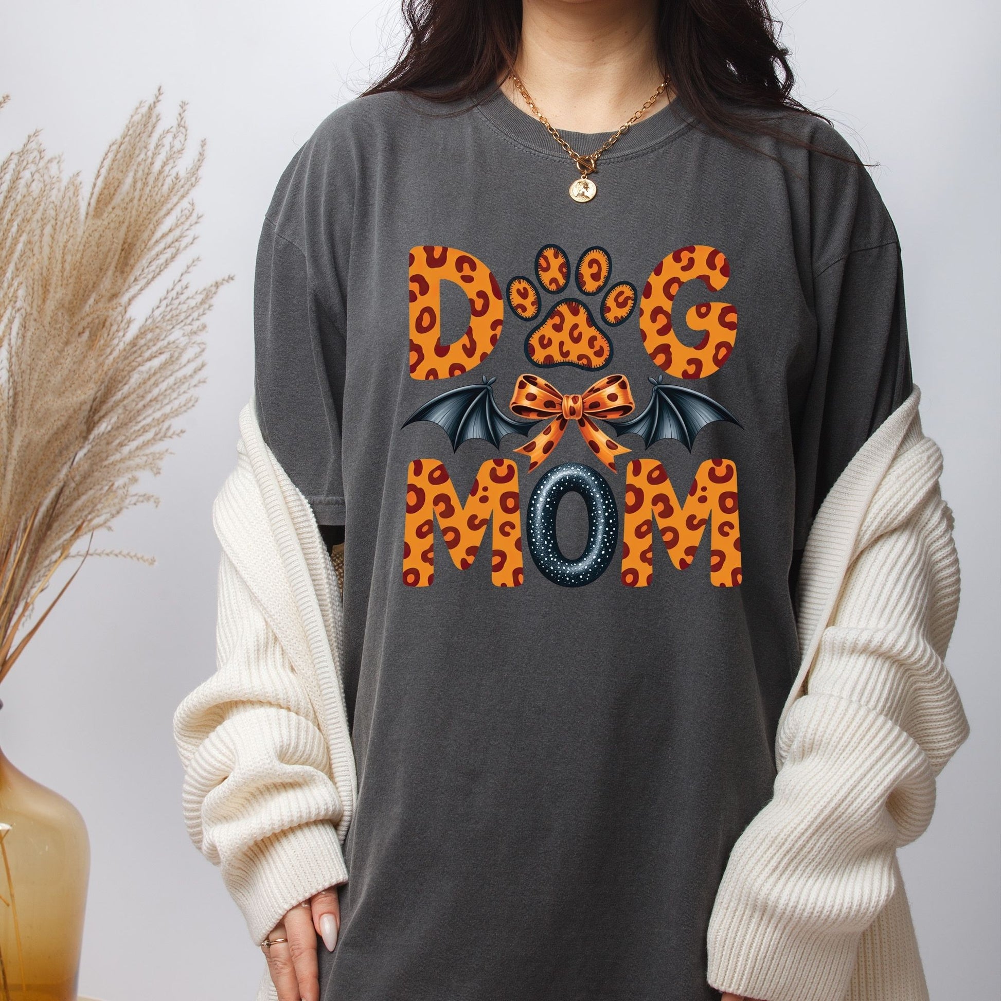 Spooky Dog Mom Leopard Bat DTF Transfer ready to Press Mother's Day Animal Heat Transfer for Shirts Pet Lover UV Sticker Prints