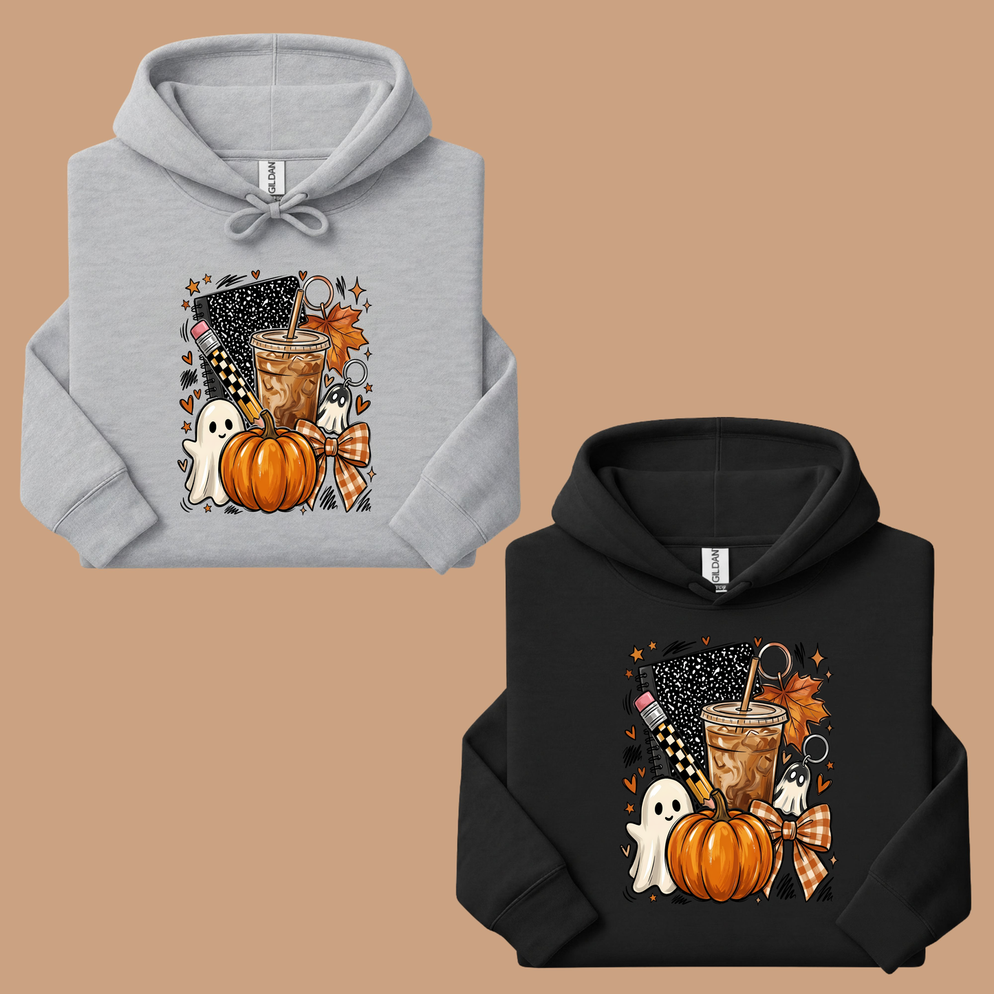 Spooky Teacher Comfort Colors T Shirts Cute Halloween Back To School Tee Pumpkin Iced Coffee Ghost Composition Notebook Shirt Fall Graphic Sweater