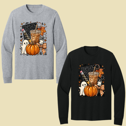 Spooky Teacher Comfort Colors T Shirts Cute Halloween Back To School Tee Pumpkin Iced Coffee Ghost Composition Notebook Shirt Fall Graphic Sweater