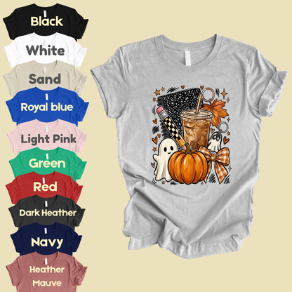 Spooky Teacher Comfort Colors T Shirts Cute Halloween Back To School Tee Pumpkin Iced Coffee Ghost Composition Notebook Shirt Fall Graphic Sweater