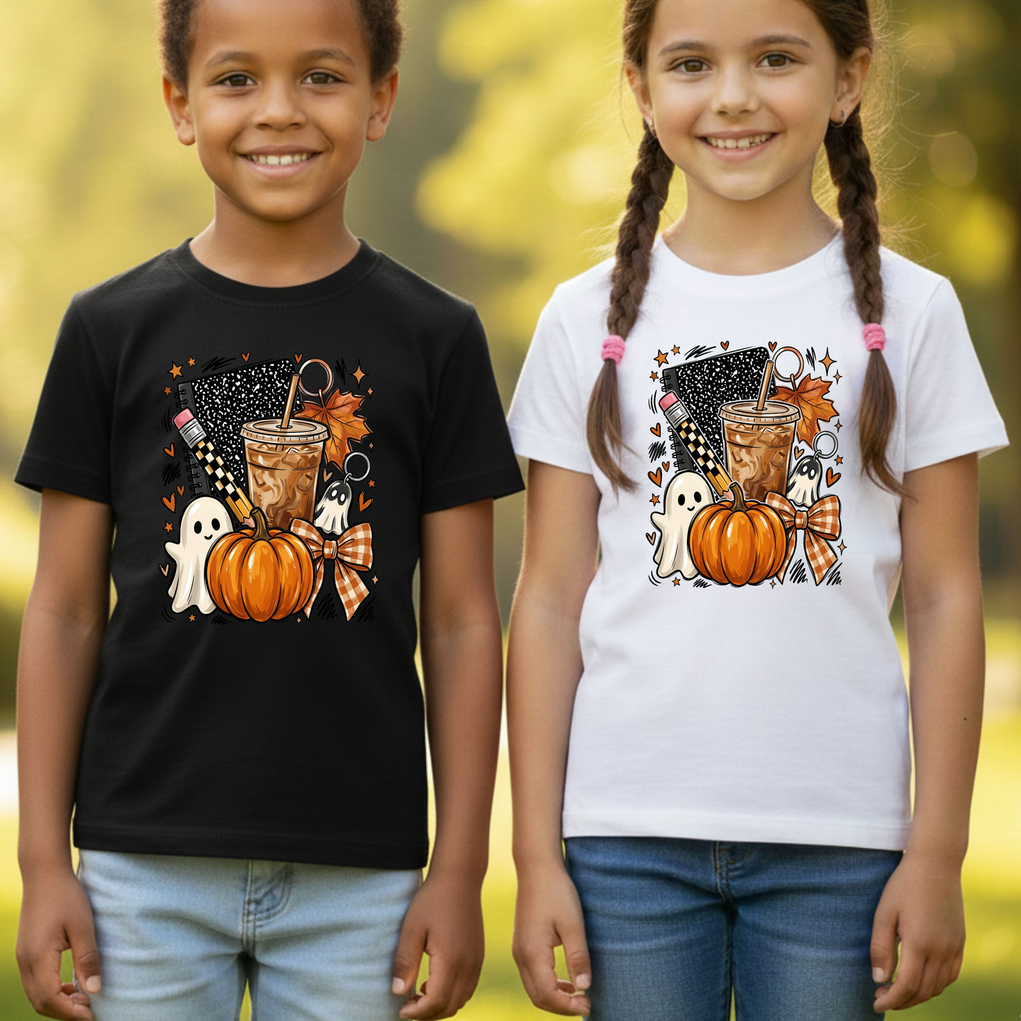 Spooky Teacher Comfort Colors T Shirts Cute Halloween Back To School Tee Pumpkin Iced Coffee Ghost Composition Notebook Shirt Fall Graphic Sweater