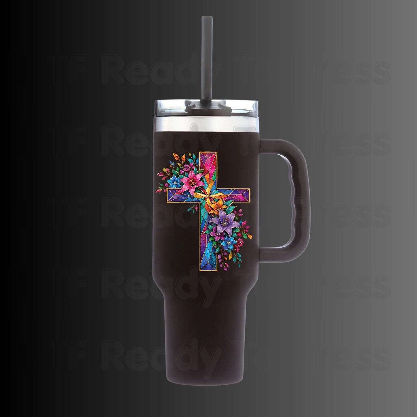 Stained Glass Cross DTF Transfer Ready to Press