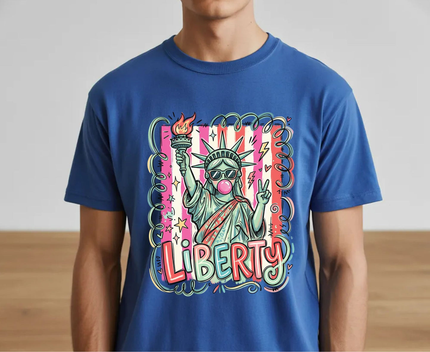 Statue of Liberty T Shirt Cool Liberty Bubble Gum Tee Cute Fourth of July Outfit Patriotic USA Doodle Tops Trendy NYC Vacation Gifts