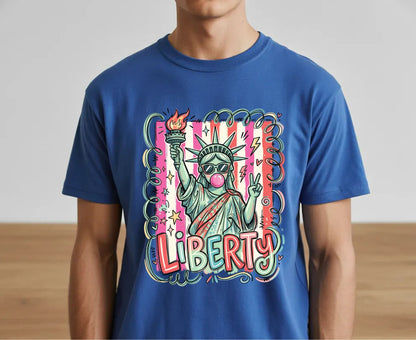Statue of Liberty T Shirt Cool Liberty Bubble Gum Tee Cute Fourth of July Outfit Patriotic USA Doodle Tops Trendy NYC Vacation Gifts