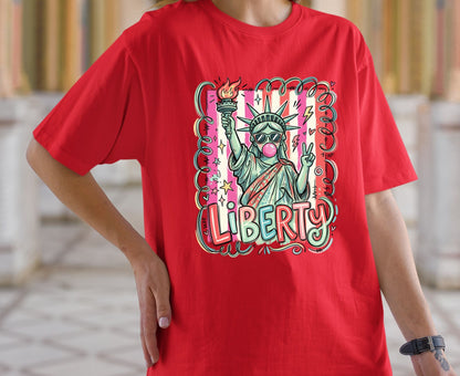 Statue of Liberty T Shirt Cool Liberty Bubble Gum Tee Cute Fourth of July Outfit Patriotic USA Doodle Tops Trendy NYC Vacation Gifts