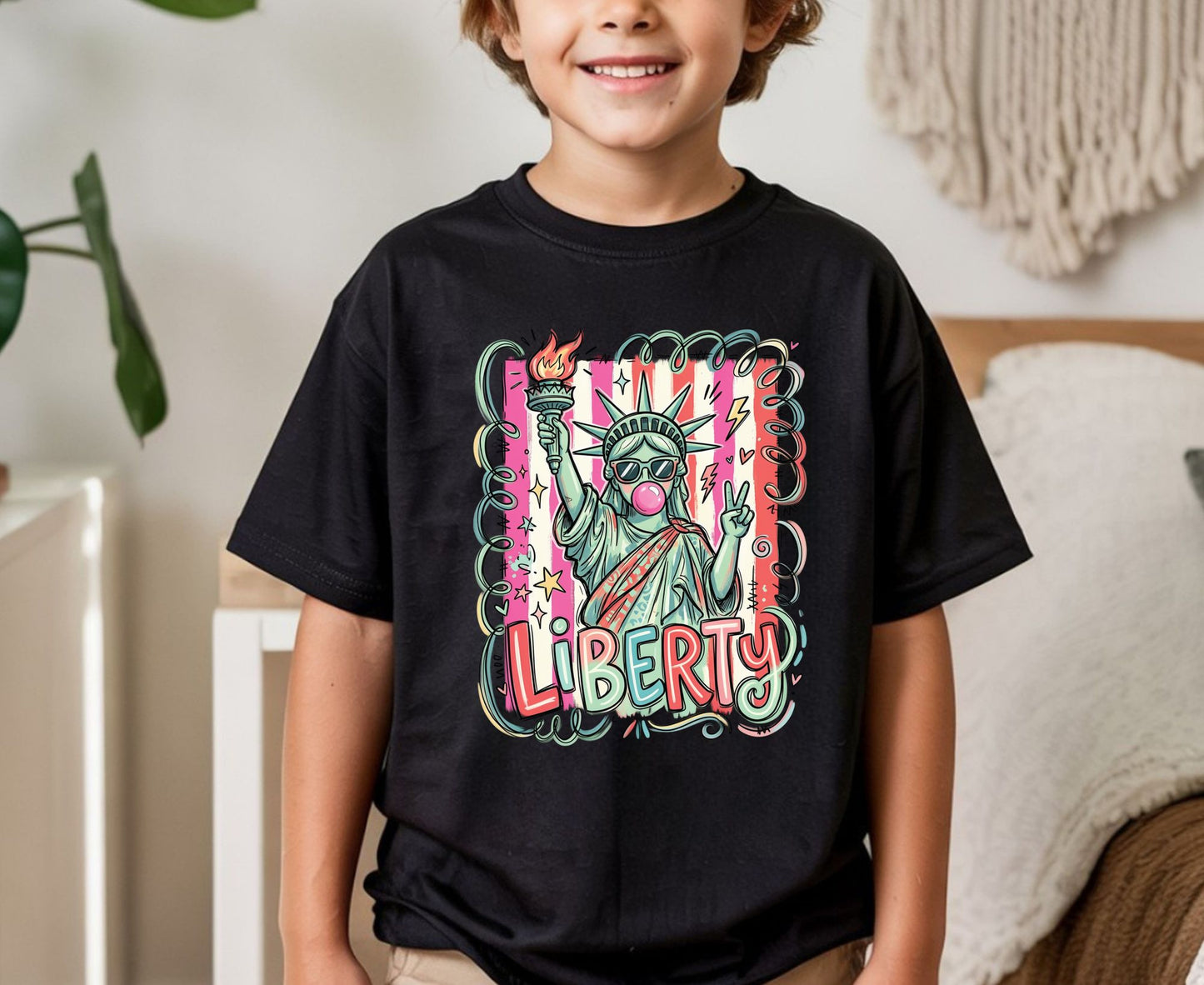 Statue of Liberty T Shirt Cool Liberty Bubble Gum Tee Cute Fourth of July Outfit Patriotic USA Doodle Tops Trendy NYC Vacation Gifts