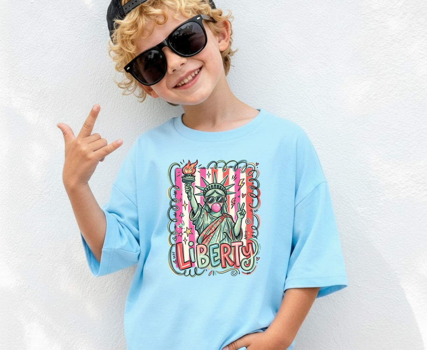 Statue of Liberty T Shirt Cool Liberty Bubble Gum Tee Cute Fourth of July Outfit Patriotic USA Doodle Tops Trendy NYC Vacation Gifts