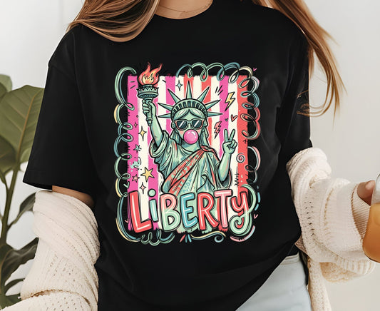 Statue of Liberty T Shirt Cool Liberty Bubble Gum Tee Cute Fourth of July Outfit Patriotic USA Doodle Tops Trendy NYC Vacation Gifts