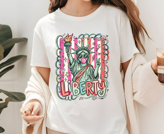 Statue of Liberty T Shirt Cool Liberty Bubble Gum Tee