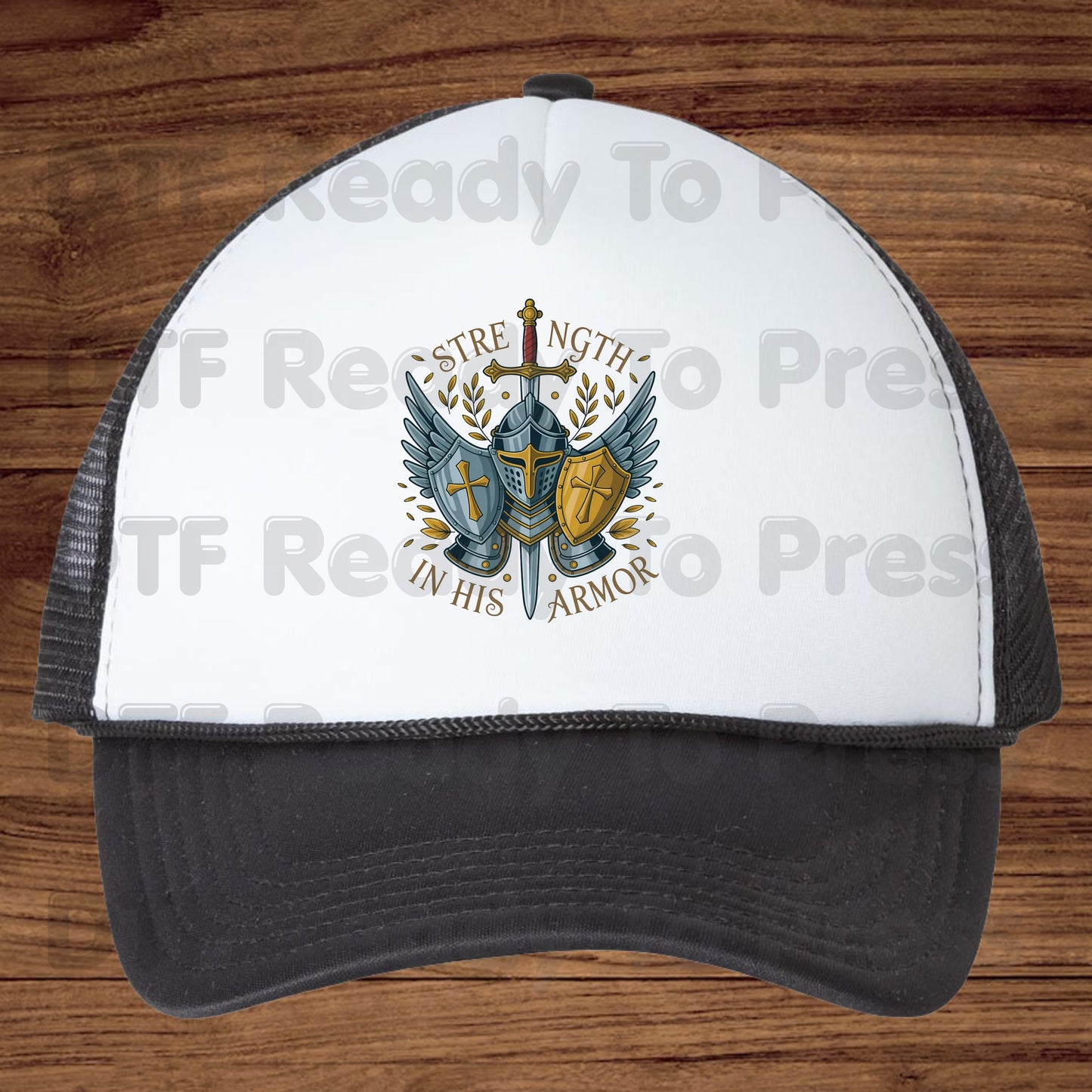 Strength In His Armor Knight DTF Transfer Ready to Press Christian Armor of God UV DTF Sticker Shield Cross Sword Wings Heat Transfer for Shirts