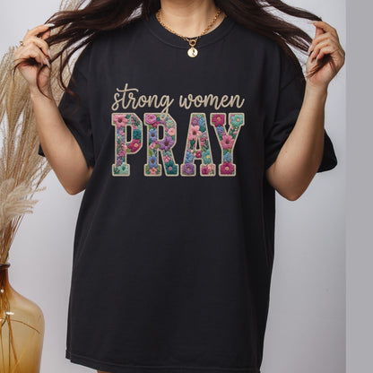 Strong Women Pray DTF Transfer Ready to Press Christian Faith Floral Religious Prayer Spiritual Mother Gift UV Sticker Prints
