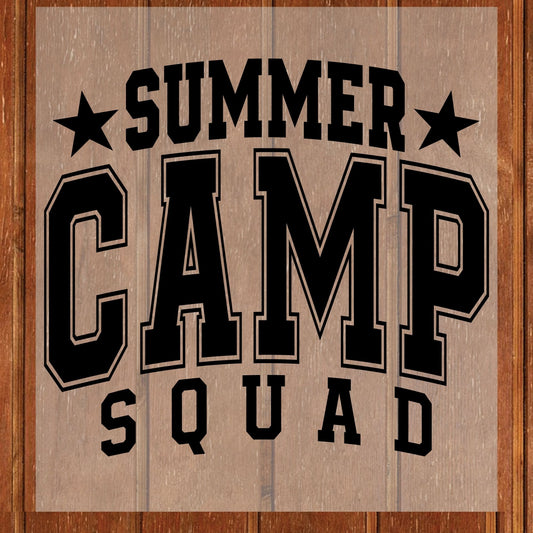 Summer Camp Squad DTF Transfer Ready to Press Retro Varsity Camp Heat Transfer For Shirt Counselor Group UV Sticker Prints Iron on Transfer