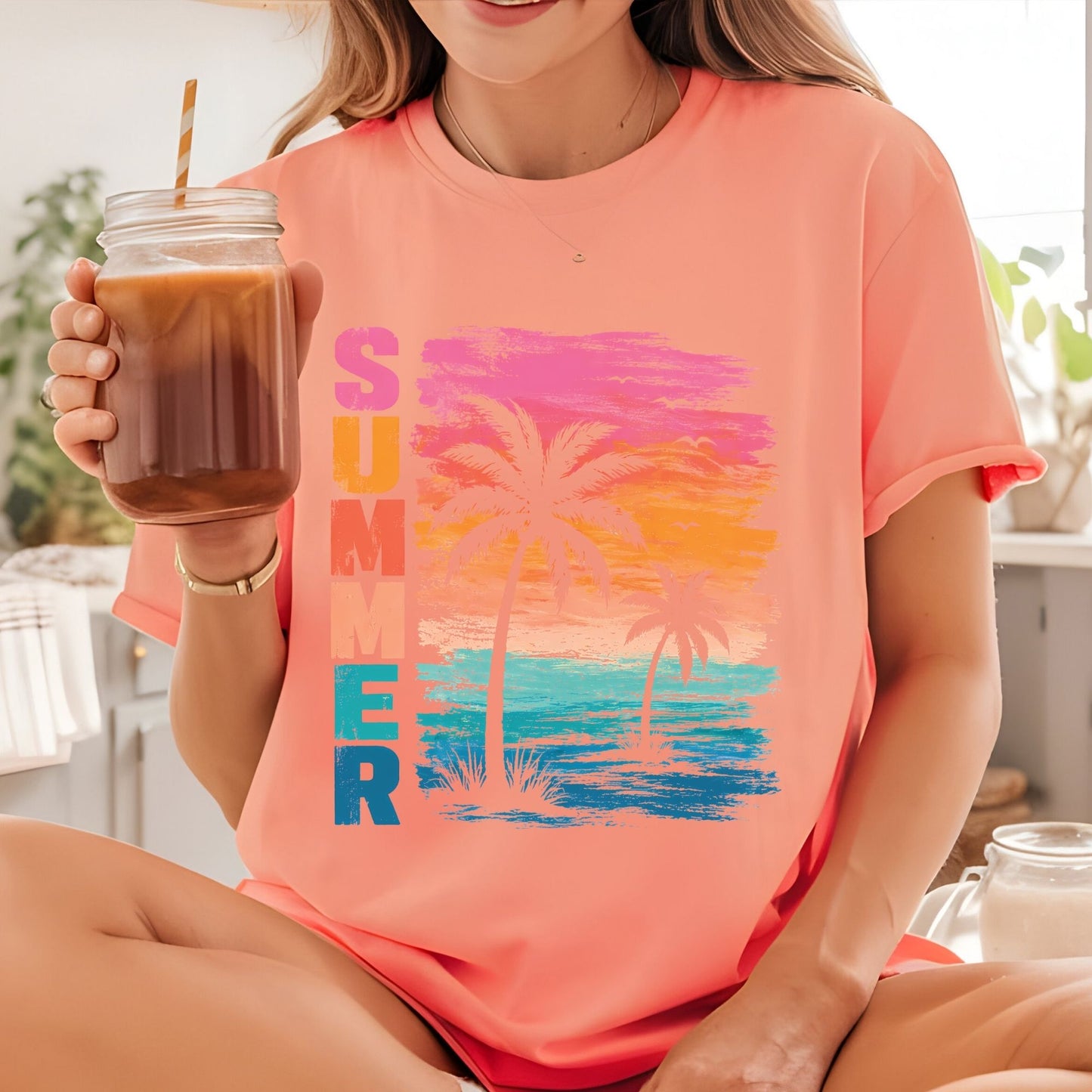 Summer Time Retro Ice Cream Truck DTF Transfer Ready to Press Beach Vacation UV DTF Sticker Popsicle Heat Transfer for Shirts
