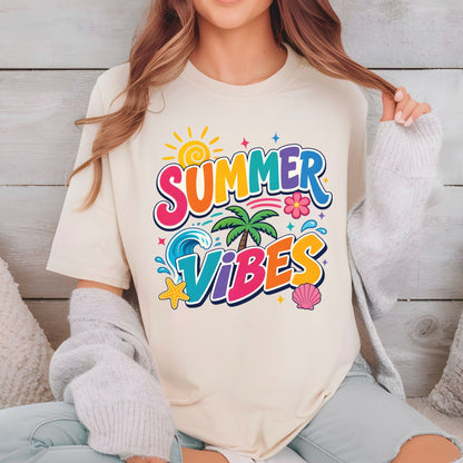 Sun Kissed Retro Sunset Beach DTF Transfer Ready to Press Summer Vacation UV DTF Sticker Typography Palm Trees Heat Transfer for Shirts
