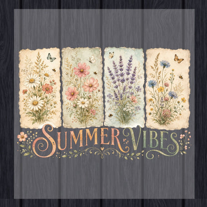Sun Sand Surf Retro Coastal Beach DTF Transfer Ready to Press Summer Vacation UV DTF Sticker Wave & Palms Heat Transfer for Shirts