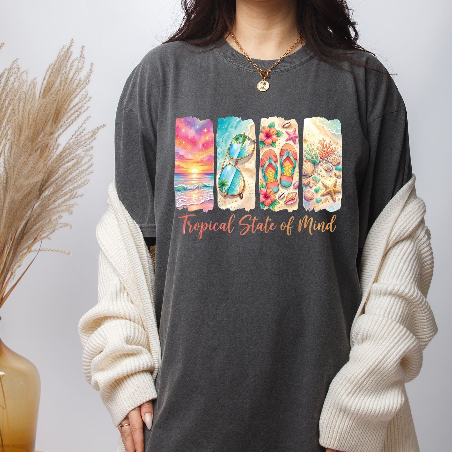 Sun Sand Surf Retro Sunglasses DTF Transfer Ready to Press Summer Vacation UV DTF Sticker Beach Palm Trees Heat Transfer for Shirts