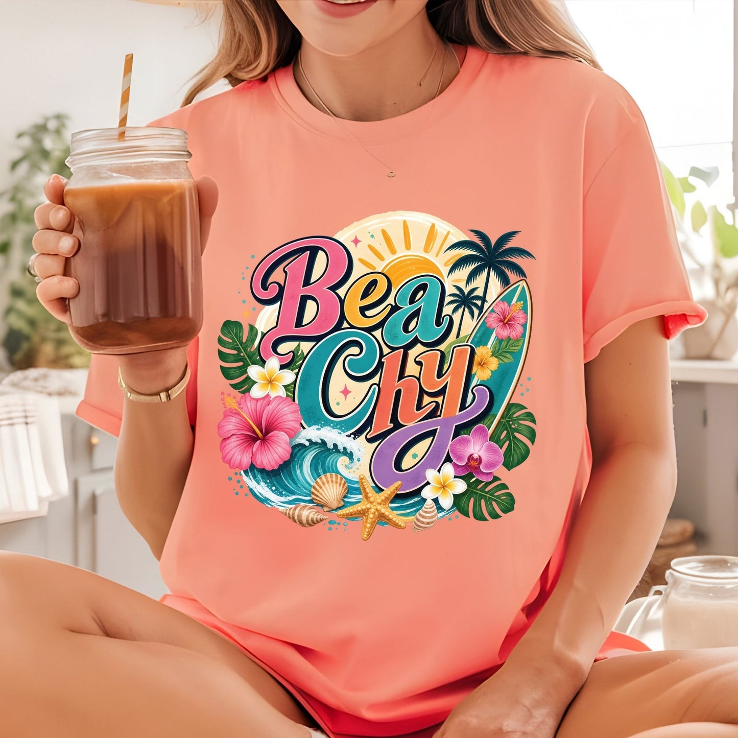 Sunny Days & Starry Nights Retro Camper DTF Transfer Ready to Press Summer Camping UV DTF Sticker Beach Palm Tree Heat Transfer for Shirts