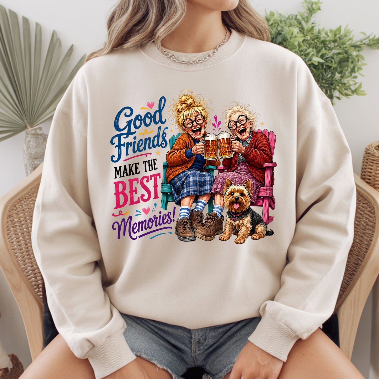 Funny Best Friends Good Friends Best Memories T-Shirt, Old Ladies Yorkshire Terrier Tee
