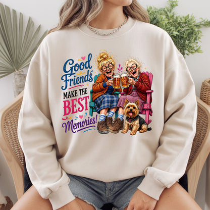 Funny Best Friends Good Friends Best Memories T-Shirt, Old Ladies Yorkshire Terrier Tee