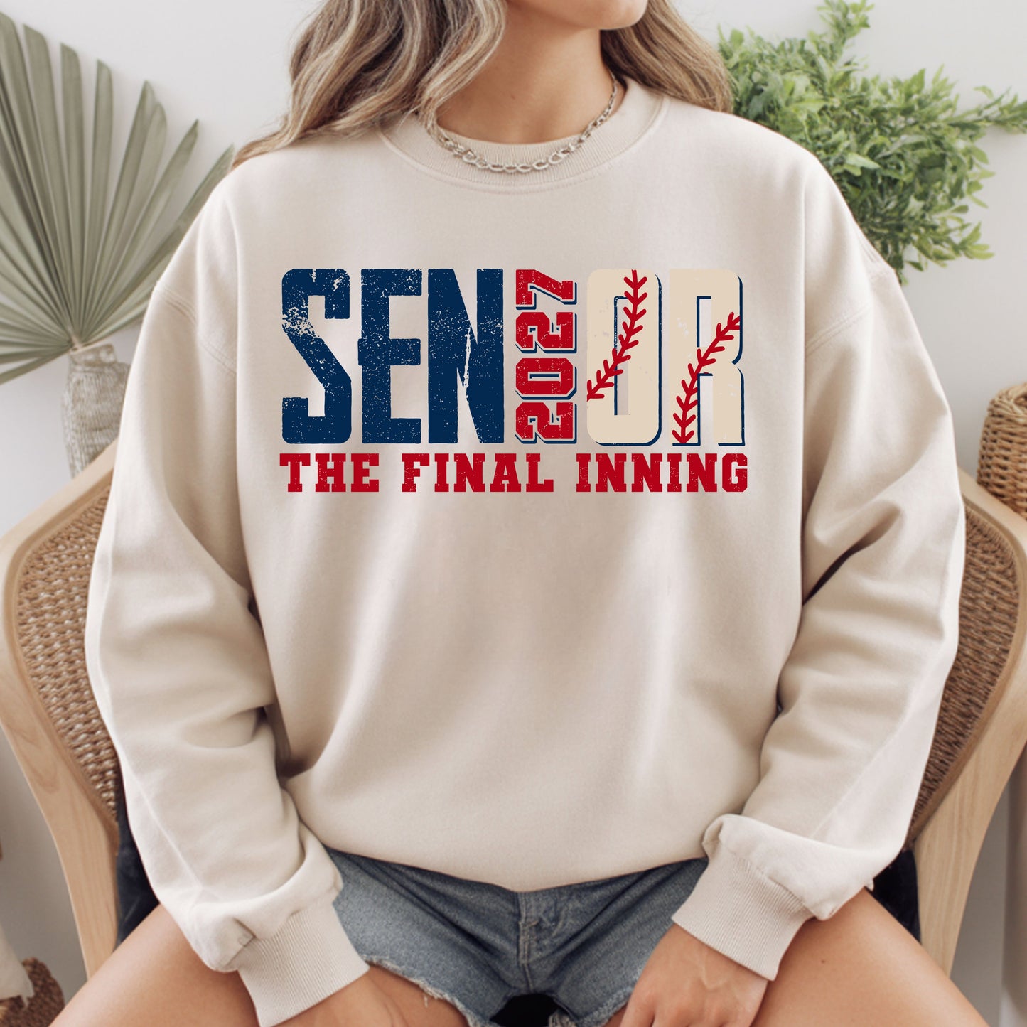 Senior Baseball 2027 The Final Inning T-Shirt, Class of 2027 Distressed Stitches Graduation Tee