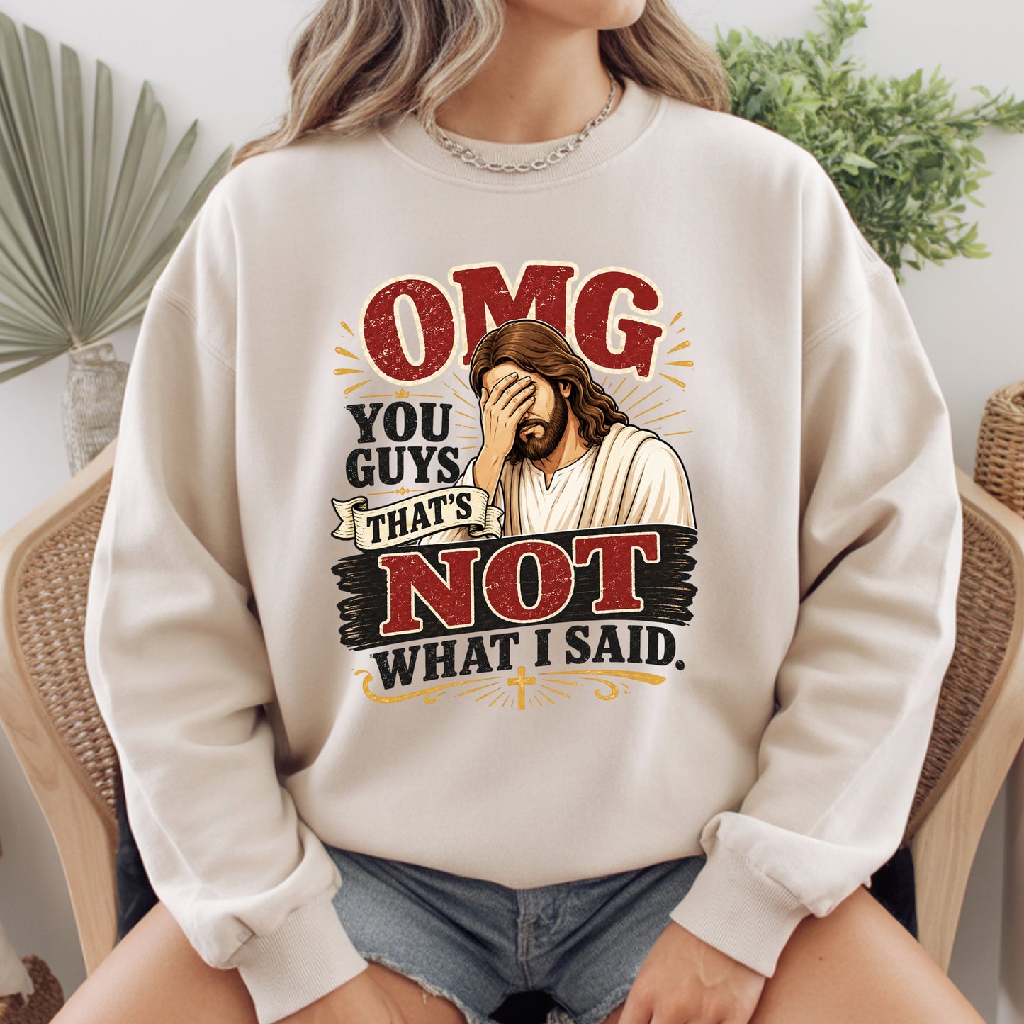 Funny Jesus Facepalm Christian T-Shirt, OMG You Guys That's Not What I Said Humor Tee