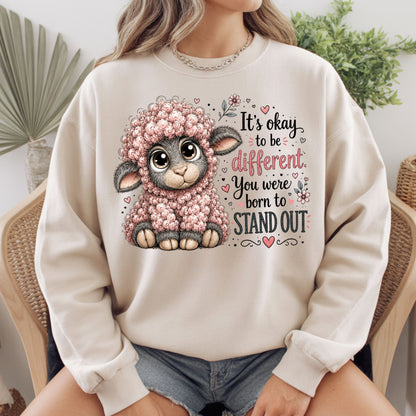 Inspirational Black Sheep Born to Stand Out T-Shirt, Cute Lamb Quote Tee