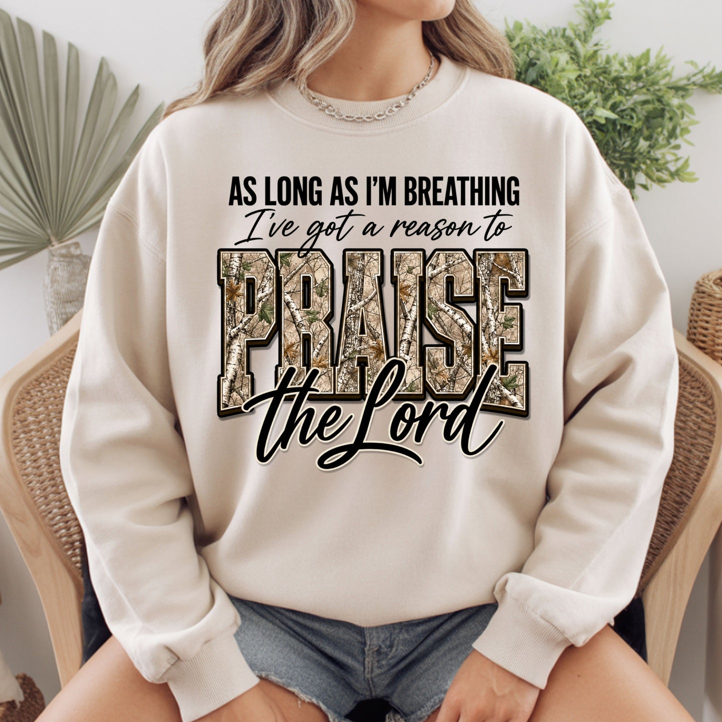 Praise the Lord Christian Camo T-Shirt, Faith Hunting Quote Comfort Color Tee
