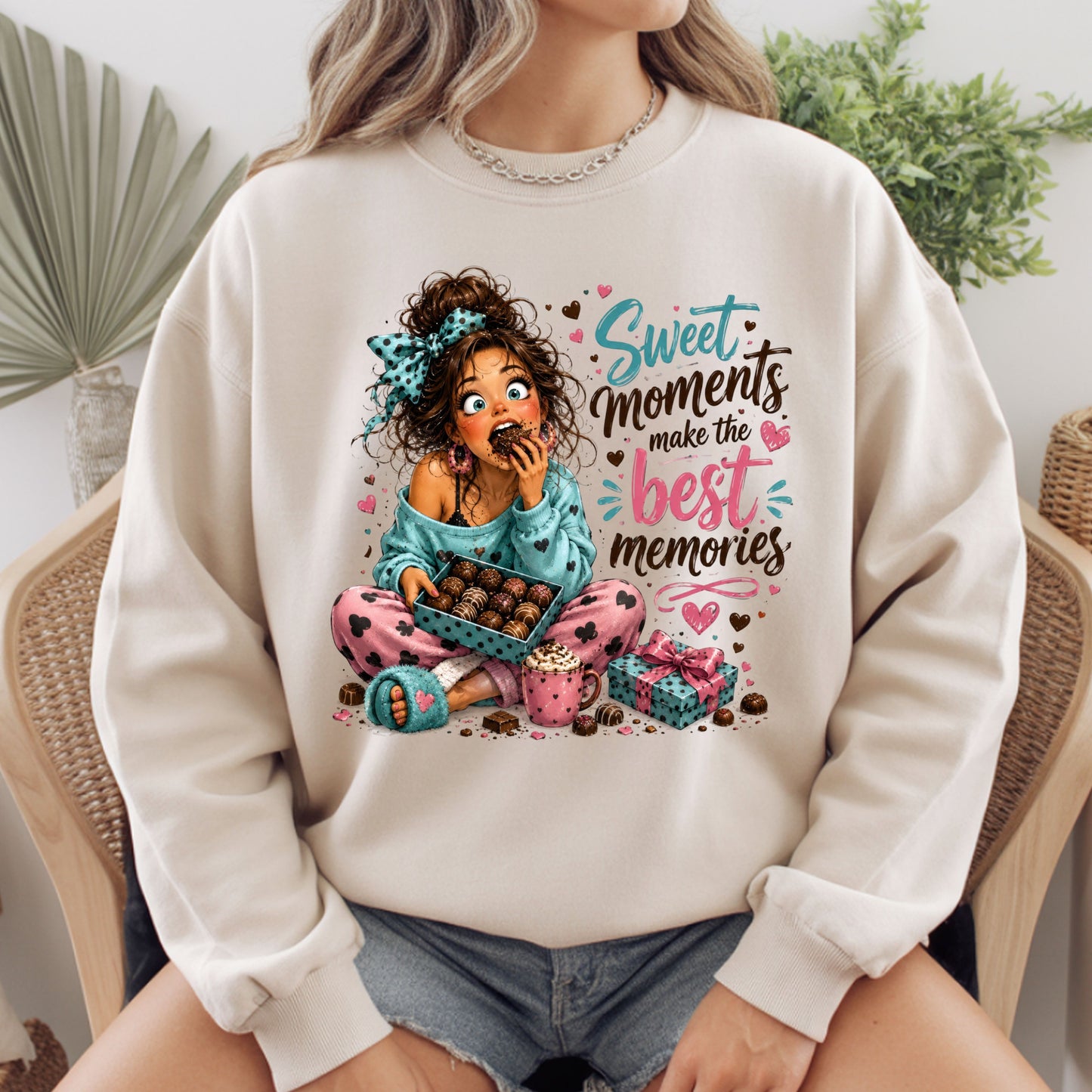 Cute Chocolate Lover Girl T-Shirt, Sweet Moments Best Memories Chocolate Box Women Tee