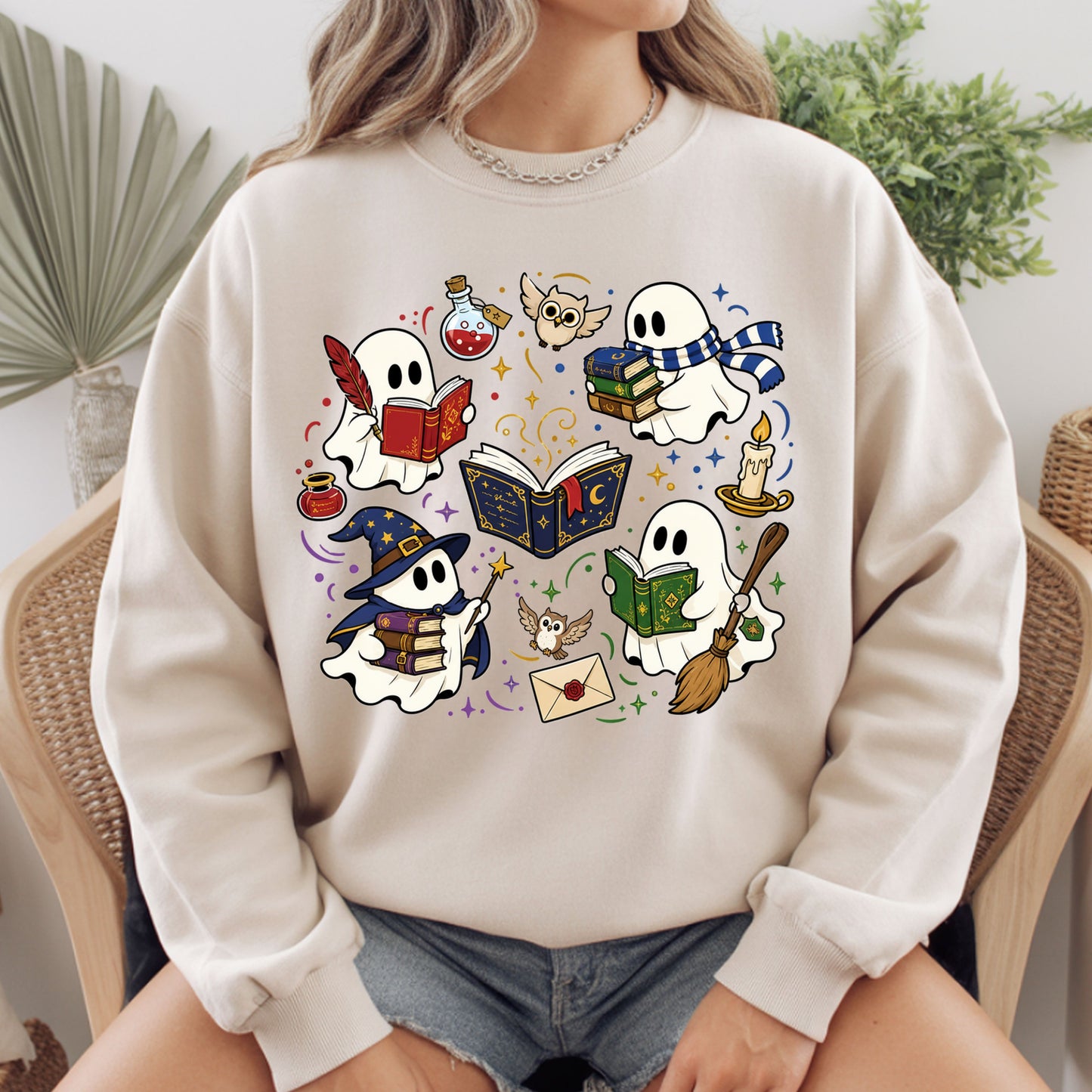 Reading Ghosts Spooky Bookish T-Shirt, Wizard Academy Halloween Comfort Color Tee