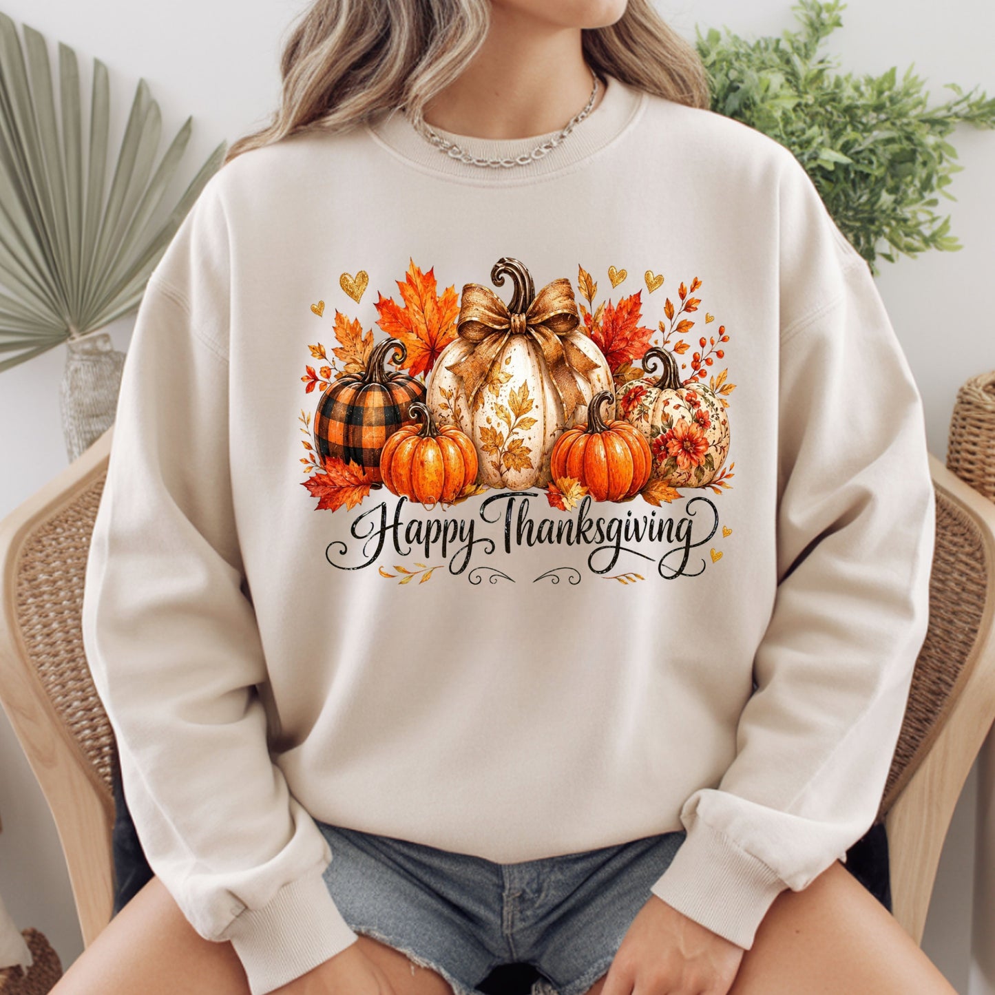 Happy Thanksgiving Fall Leaves Pumpkins Retro Autumn T-Shirt, Thanksgiving Tee