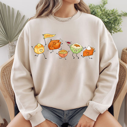 Thanksgiving Dancing Turkey T-Shirt, Food Parade Pumpkin Pie Funny Fall Tee