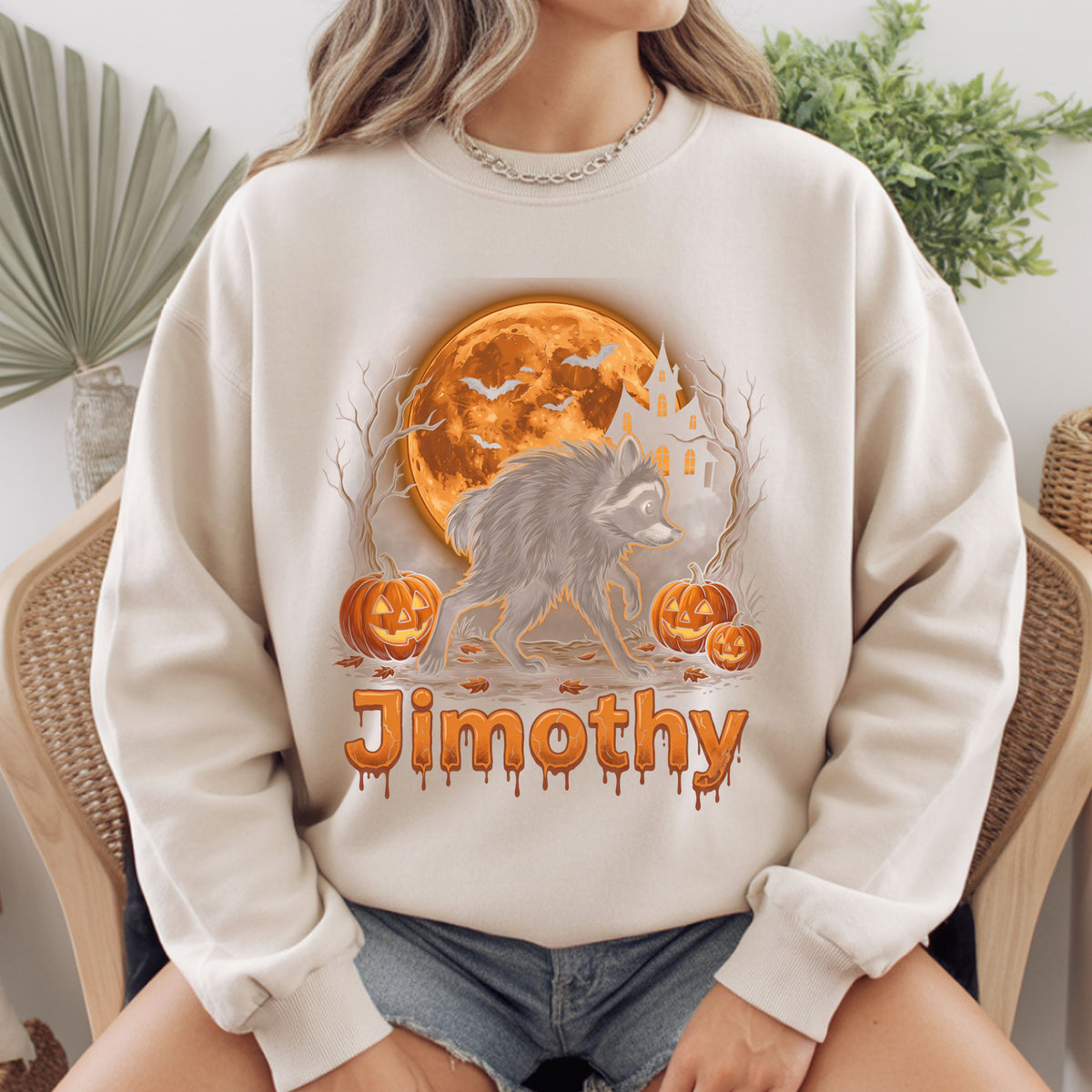 Halloween Jimothy Werewolf T-Shirt, Spooky Moon Pumpkin Horror Tee