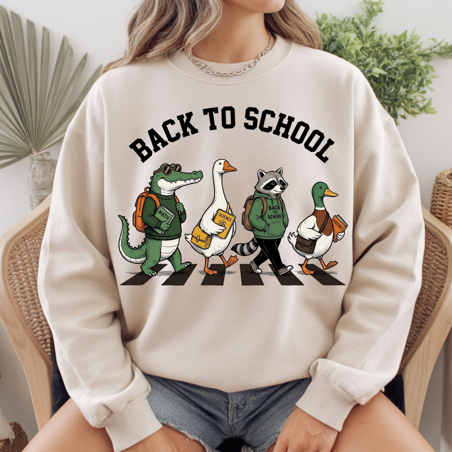 Back to School Animal T-Shirt, Abbey Road Alligator Goose Raccoon Duck Tee Sweatshirt