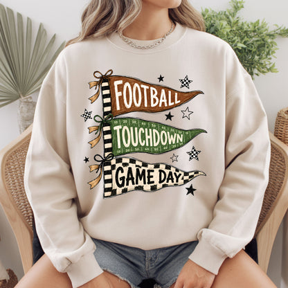 Football Game Day Pennants T-Shirt, Touchdown Flags Stars Sports Comfort Color Tee