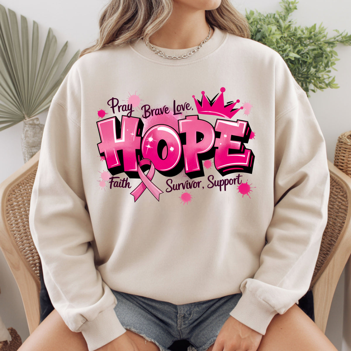 Breast Cancer Hope Pink Ribbon T-Shirt, Survivor Awareness Support Comfort Color Tee