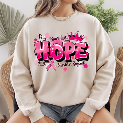 Breast Cancer Hope Pink Ribbon T-Shirt, Survivor Awareness Support Comfort Color Tee