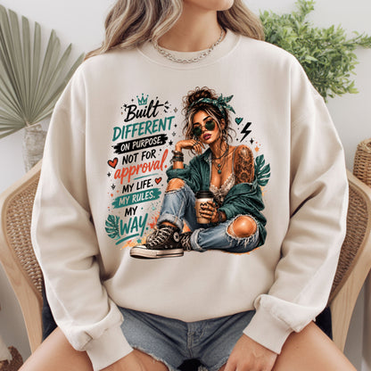 Built Different On Purpose Tattooed Girl T-Shirt, Coffee My Life My Rules Tee