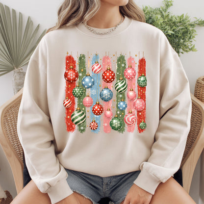 Christmas Ornaments DTF Transfers, Colorful Paint Strokes Holiday Baubles Festive Ready to Press